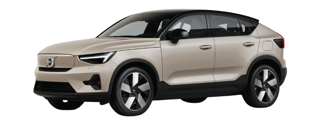 Góc nhìn bên của Volvo EC40 trong không gian studio trắng