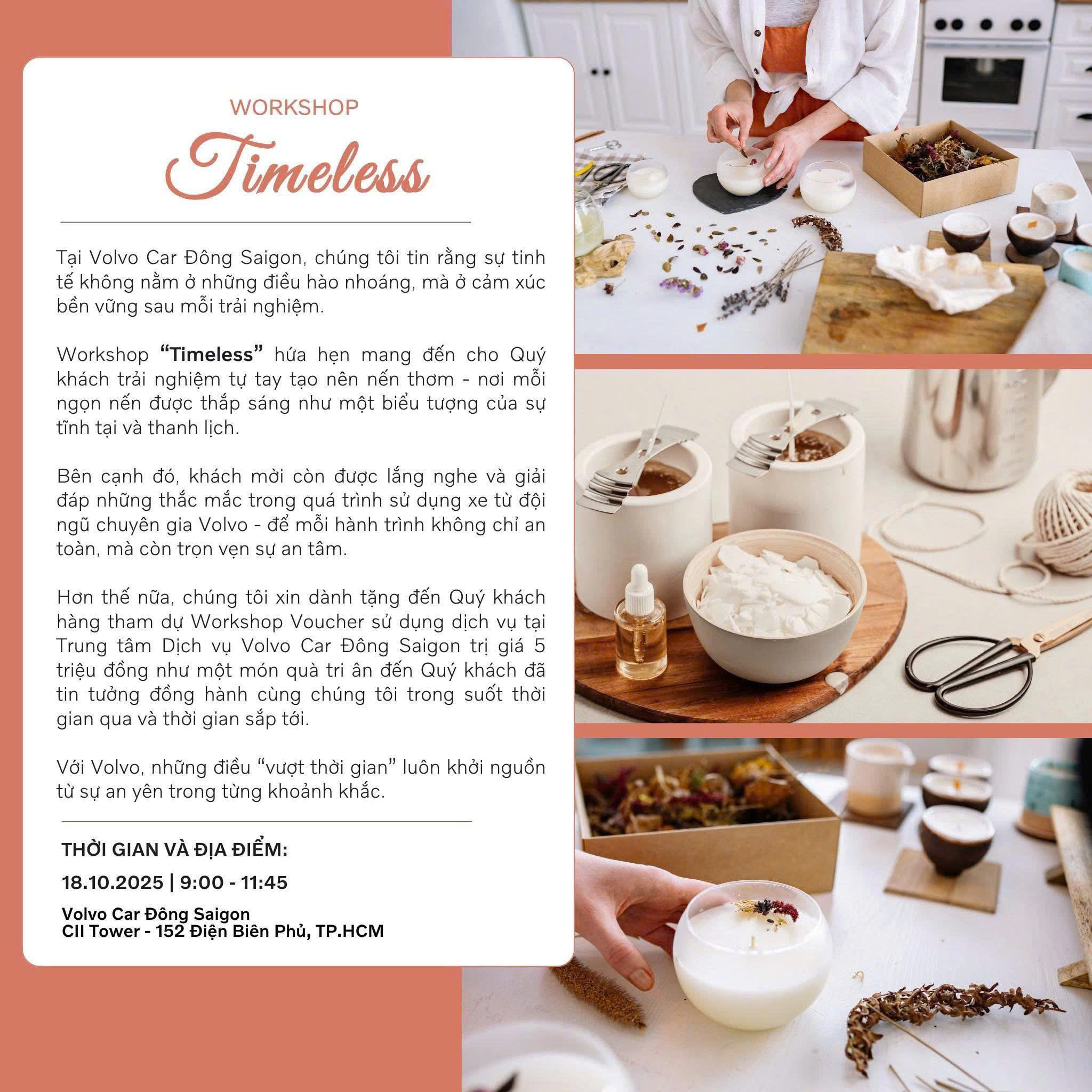 Khách hàng trải nghiệm làm nến thơm handmade tại Volvo